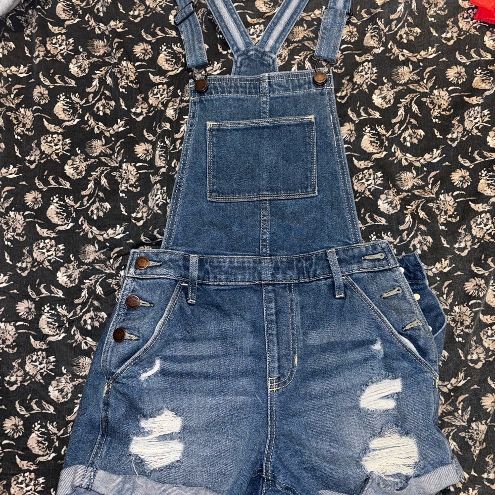 Hollister Light Blue Denim Overalls